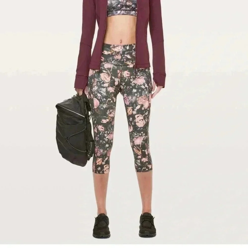 Lululemon Fast & Free Crop II *Nulux 19"  Dappled Daze‎ Multi leggings Sz 4